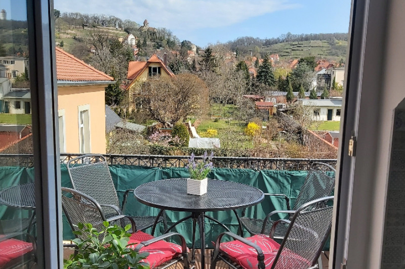  Balkon der Fewo Wasserturm mit Blick in den Garten