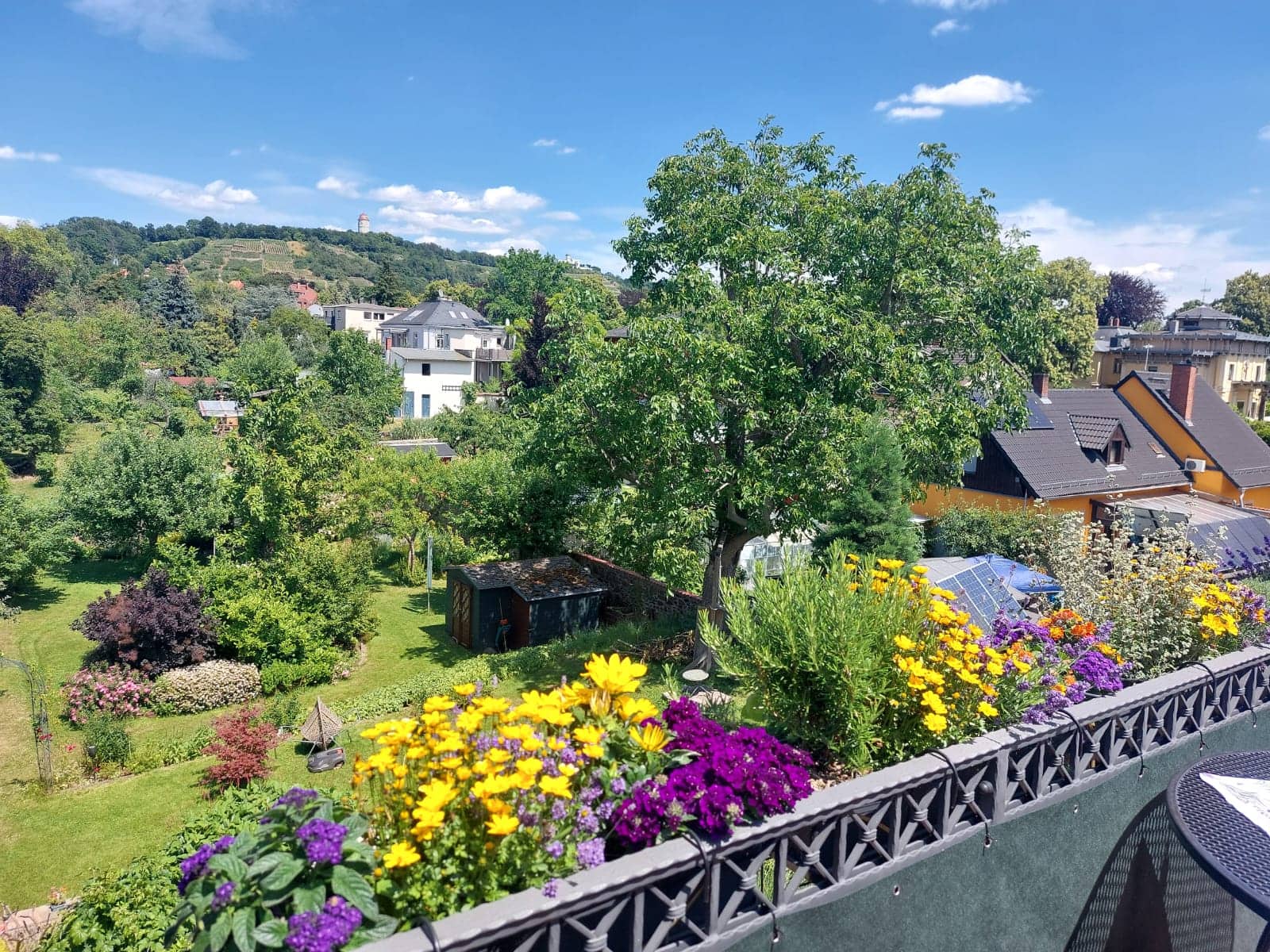 Seating on the balcony with a view over Radebeul
